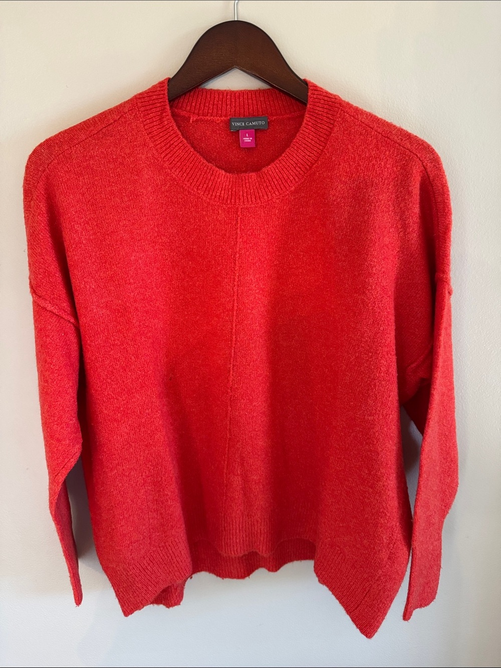 Vince Camuto Orangish Red Crewneck Sweater